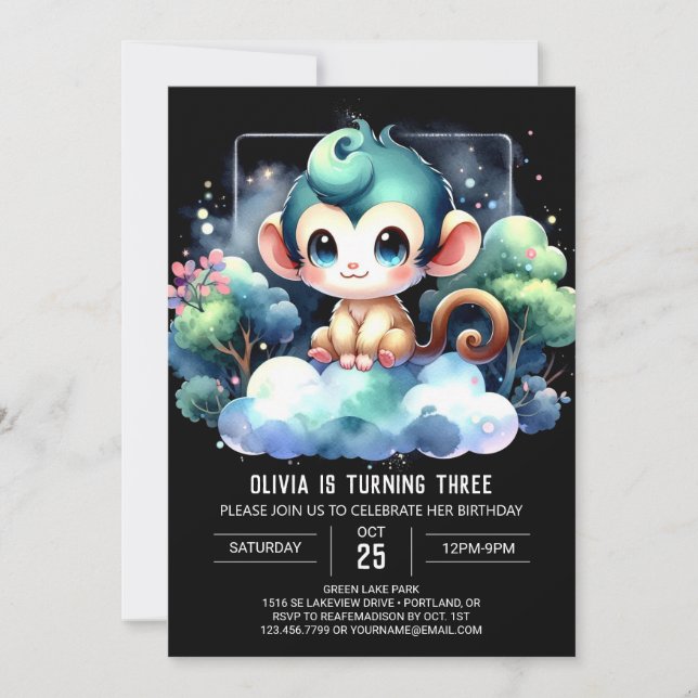 Invitation Anniversaire du singe lunaire (Devant)