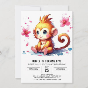 Invitation Anniversaire du singe moderne modifiable