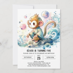 Invitation Anniversaire du singe numérique enchanté