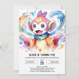 Invitation Anniversaire du singe numérique Pastel