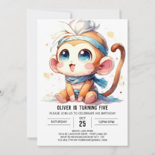 Invitation Anniversaire du singe numérique rustique