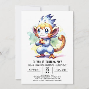 Invitation Anniversaire du singe rustique pour enfants