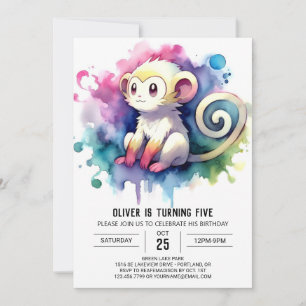 Invitation Anniversaire du singe rustique pour enfants