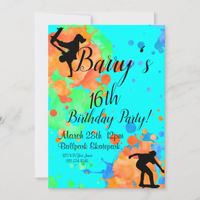 Invitation Anniversaire du skateboard (Devant)