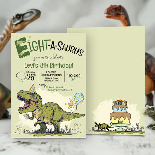 Invitation Anniversaire du T-Rex Dinosaur Eight-A-Saurus 8 an