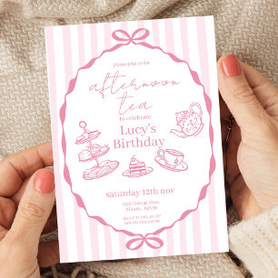 Invitation Anniversaire du Thé de l'après-midi Tea Party ro