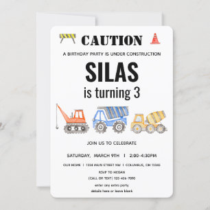 Invitation Anniversaire du véhicule de construction