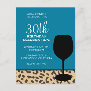 Invitation Anniversaire du vin empreinte de léopard