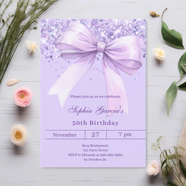 Invitation Anniversaire du violet de la lavande (Créateur téléchargé)