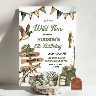 Invitation Anniversaire d'un garçon camouflage chasse et pêch