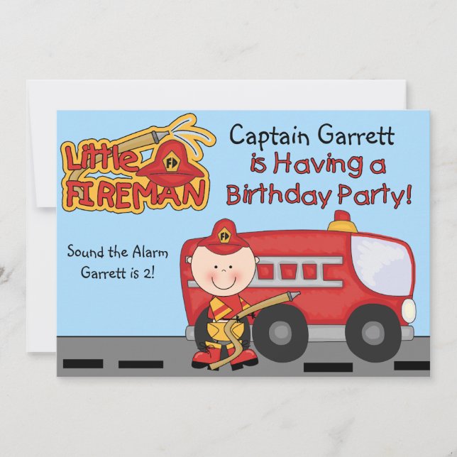 Invitation Anniversaire d'un petit camion de pompiers (Devant)