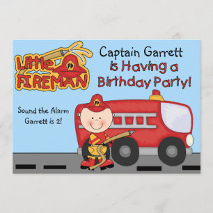 Invitation Anniversaire d'un petit camion de pompiers