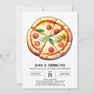 Invitation Anniversaire d'une élégante pizza lunaire