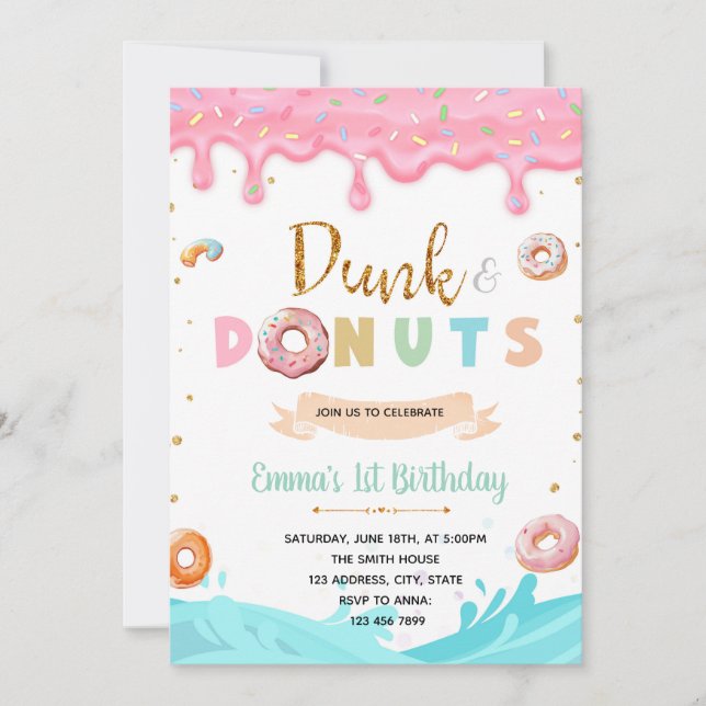 Invitation anniversaire Dunk and Donuts (Devant)