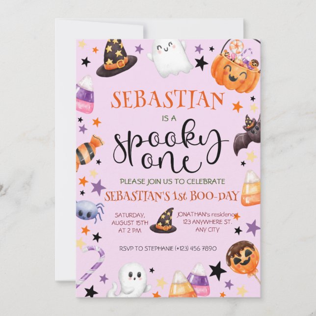Invitation Anniversaire éffrayant d'un Halloween (Devant)
