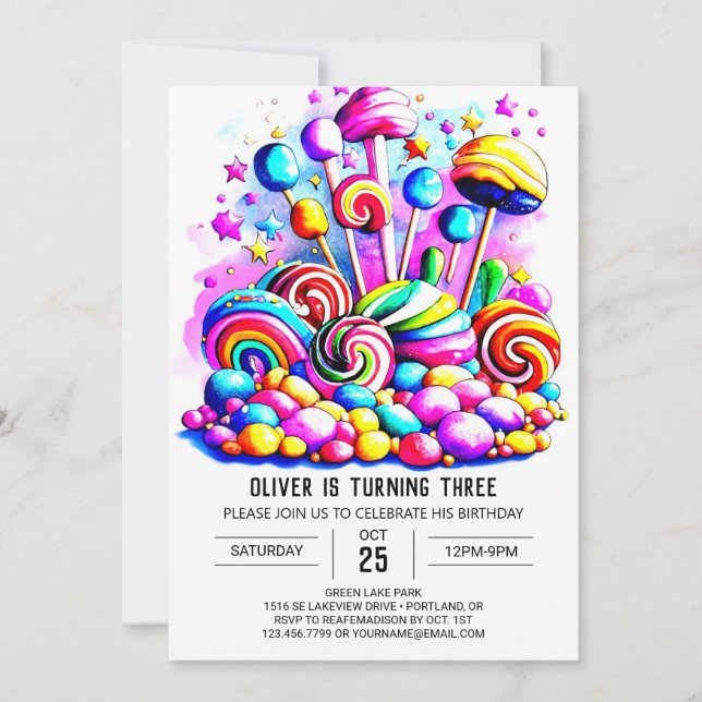 Invitation Anniversaire élégant de Candy Boho (Devant)