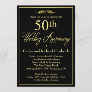 Invitation Anniversaire élégant du Mariage d'or