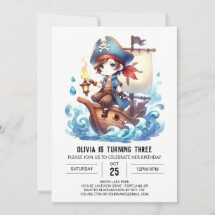 Invitation Anniversaire élégant du pirate océanique