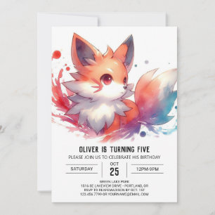 Invitation Anniversaire élégant du renard des bois