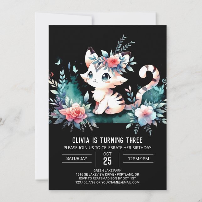 Invitation Anniversaire élégant du tigre enchanté (Devant)