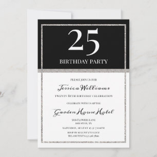 Invitation Anniversaire élégant en argent et noir