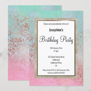 INVITATION ANNIVERSAIRE ÉLÉGANT EN MARBRE VICTORIEN