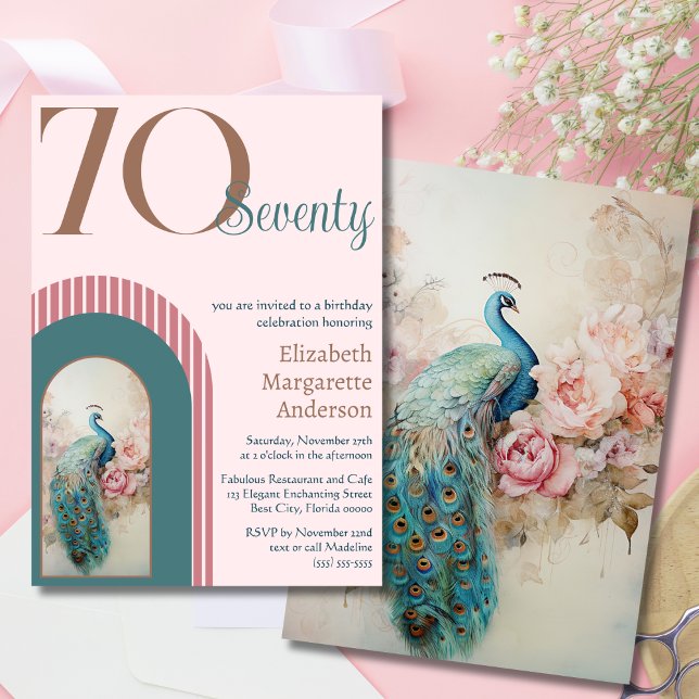 Invitation Anniversaire élégant et sophistiqué rose rose pâle (Créateur téléchargé)