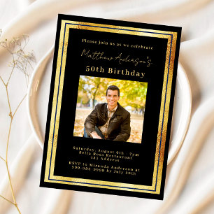 Invitation Anniversaire en or noir
