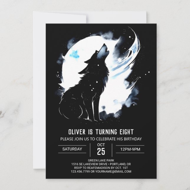 Invitation Anniversaire enchanté de la Coupe du Loup mignonne (Devant)