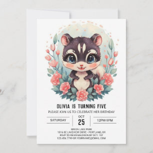 Invitation Anniversaire Enchanted Boho Skunk