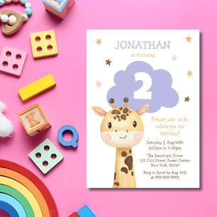 Invitation Anniversaire Enfant Animaux Safari Girafe Mignonne