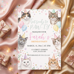 Invitation Anniversaire Enfant Chat Aquarelle Adorable