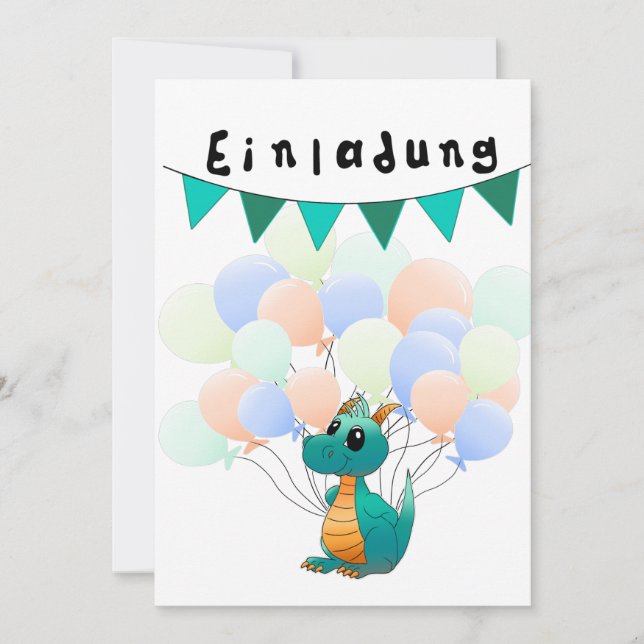 Invitation anniversaire enfant dragon (Devant)