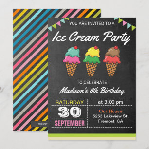 Invitation anniversaire enfant gâteau glacé coloré