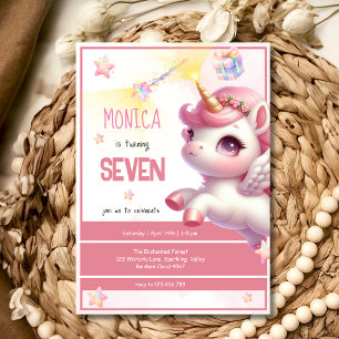 Invitation Anniversaire enfant licorne pastel magique caprici