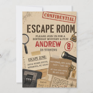 Invitation Anniversaire enfant personnalisé avec escape game