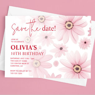 Invitation anniversaire enfant Rose Daisy