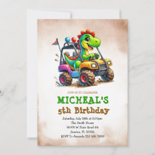 Invitation Anniversaire Enfants Camion Monstre Dinosaure