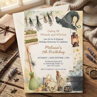 Invitation Anniversaire Enfants Sorciers Magiques Fête d'Hall