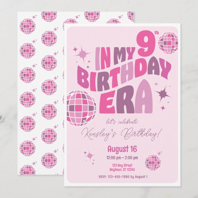 Invitation Anniversaire Era Disco Music Fun Party (Devant / Derrière)