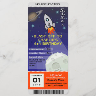 Invitation Anniversaire Espace Rocket Thème