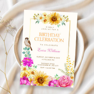 Invitation anniversaire esthétique floral