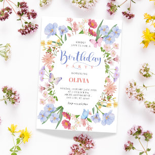 Invitation Anniversaire esthétique pastel floral