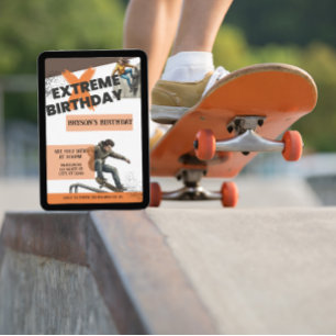 Invitation Anniversaire extrême de skateboard 