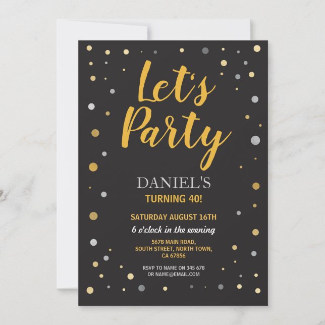 Invitation Anniversaire Faisons la fête n'importe quel âge Bl (Devant)