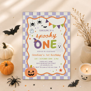 Invitation Anniversaire Fantomatique Coloré d'Halloween 1 an