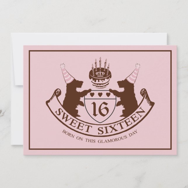 Invitation Anniversaire fascinant de sweet sixteen de fille (Devant)