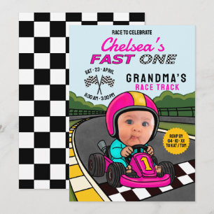 Invitation Anniversaire Fast ONE Racer Rose