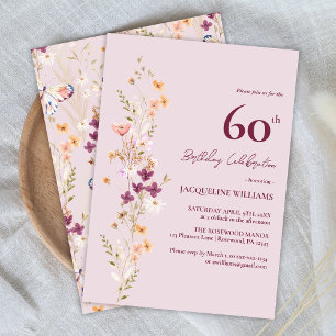 Invitation Anniversaire Féminin Floral 60 ans