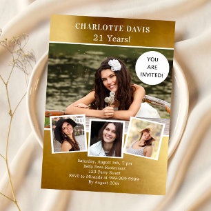 Invitation Anniversaire fête d'or photo collage